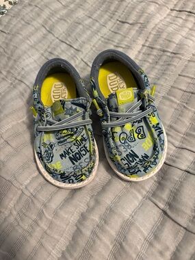 Hey Dude Kids Graffiti Slip-On Moccasins in Blue and Yellow